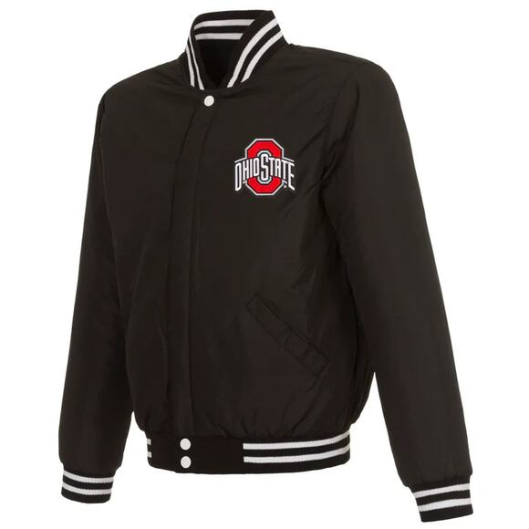 Ohio State Buckeyes Reversible Fleece Jacket with Faux Leather Sleeves - Picture 5 of 6
